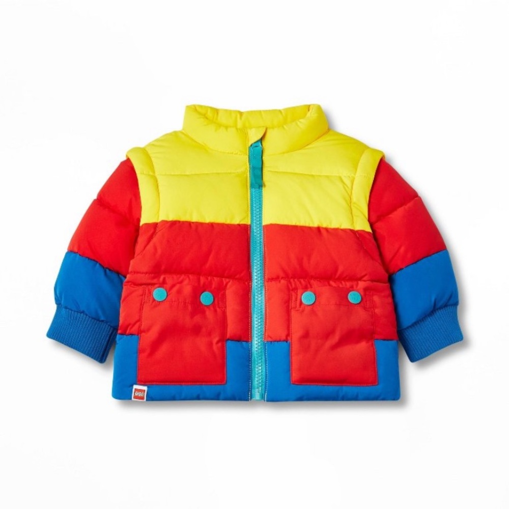 0-3 mo Baby Color Block Puffer Jacket - LEGO® Collection x Target Yellow/Red…